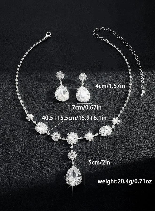 تايك تو طقم مجوهرات قطعتين عقد وأقراط مزين